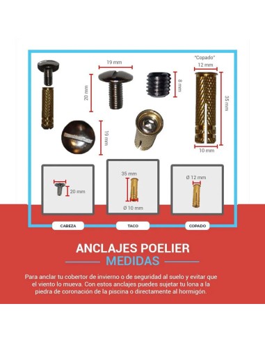 Anclaje poelier cobertor medidas
