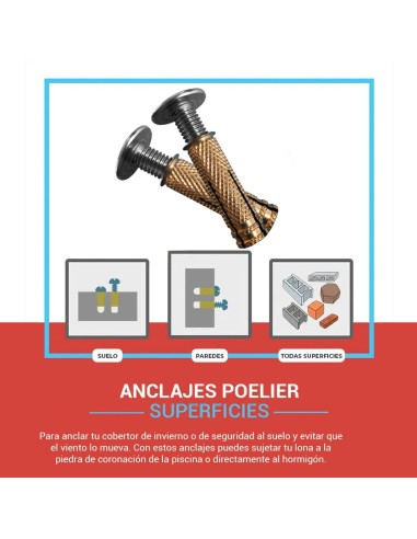 Anclaje poelier cobertor medidas