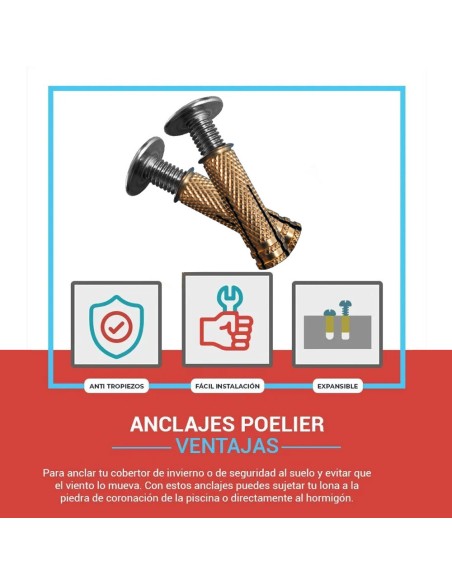 Anclaje poelier cobertor medidas