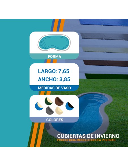 Madrid| 7,65 x 3,85m | Cubiertas piscina de poliéster Europa