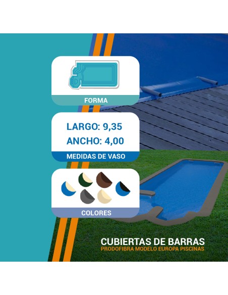 Ibiza | 9,35 x 4,00m | Cubiertas piscina de poliéster Europa