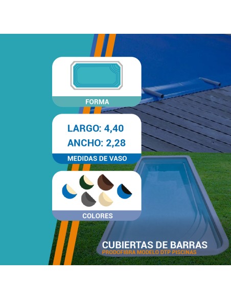 Ibiza 450 | 4,40 x 2,28m | Cubiertas piscina de poliéster DTP