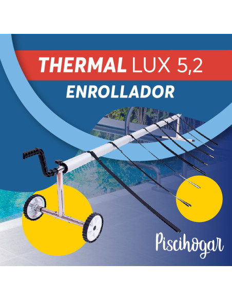 Enrollador para manta térmica de piscina Thermal Lux 5.2 ajustable hasta 5,20 m con manivela y ruedas