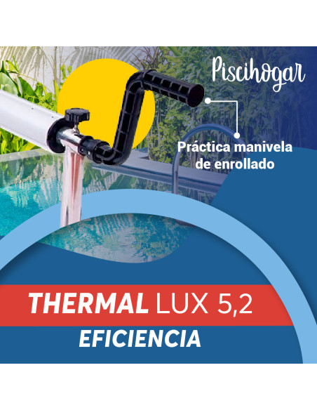 Enrollador para manta térmica de piscina Thermal Lux 5.2 ajustable hasta 5,20 m con manivela y ruedas
