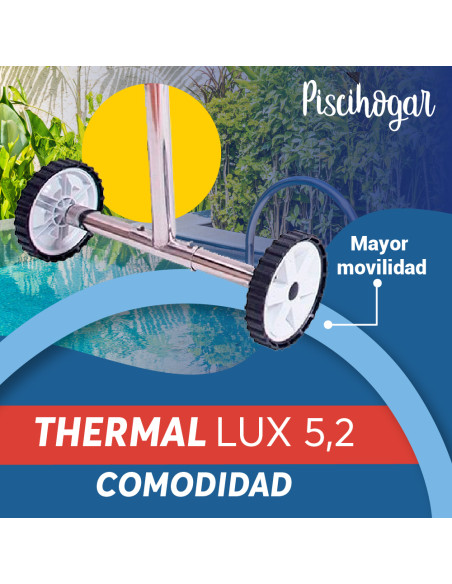 Enrollador para manta térmica de piscina Thermal Lux 5.2 ajustable hasta 5,20 m con manivela y ruedas