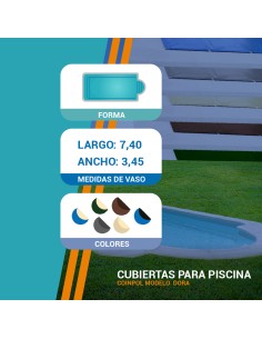 Dora 1 | 3,45 x 7,40m | Cubiertas piscina de poliéster...