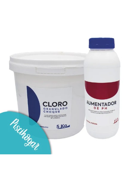 Cloro granulado de choque  5kg + Aumentador de pH 1 lt | PACK