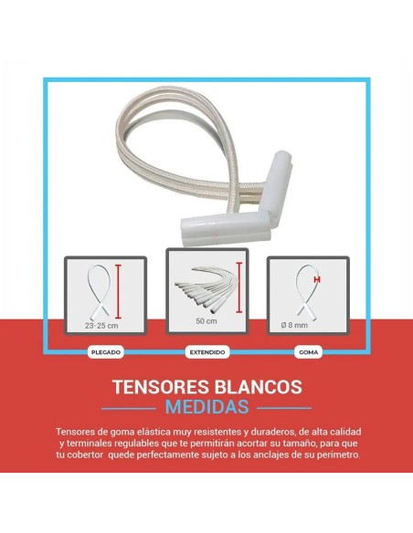 Gomas tensoras blanca para anclajes medidas Gomas tensoras blanca para anclajes medidas