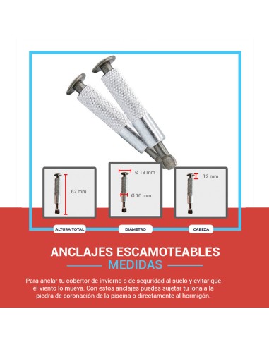 Anclaje escamoteable para piscina medidas