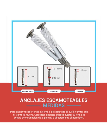Anclaje escamoteable para piscina medidas Anclaje escamoteable para piscina medidas