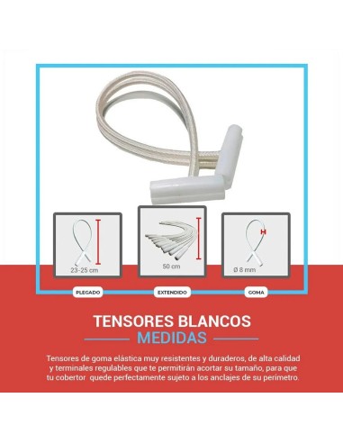 Goma tensora para cobertores de piscina medidas